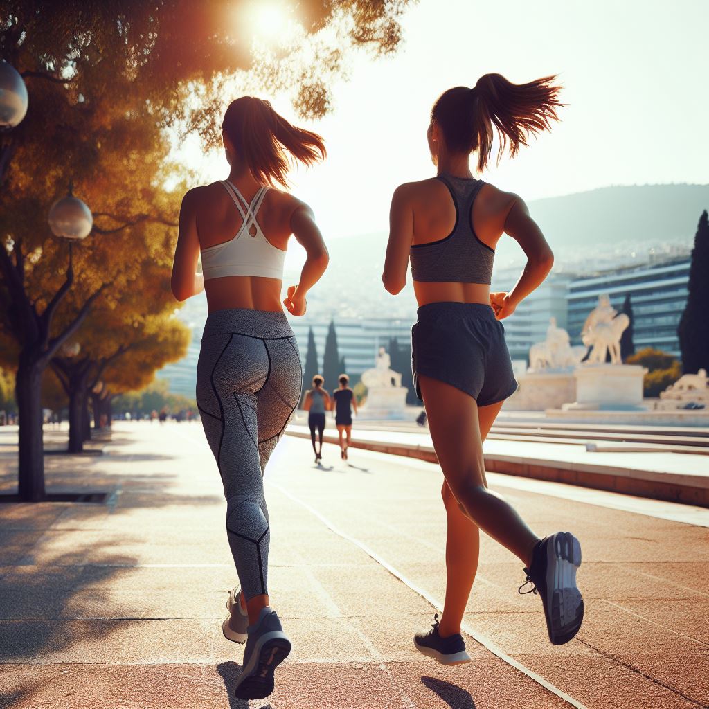 Jogging in the city park